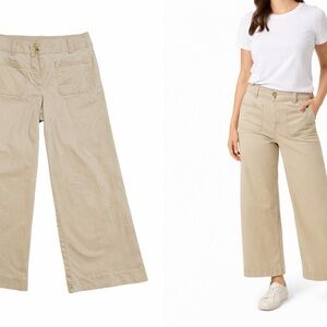 LOFT Ann Taylor Khaki Wide Leg Pants Size 8 Cotton Stretch